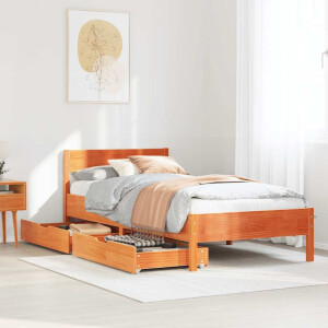 vidaXL Bedframe zonder matras massief grenenhout wasbruin 100x200 cm
