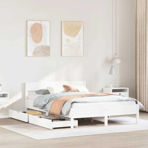 vidaXL Bedframe zonder matras massief grenenhout wit 120x190 cm