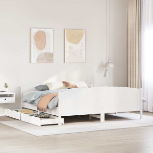 vidaXL Bedframe zonder matras massief grenenhout wit 200x200 cm