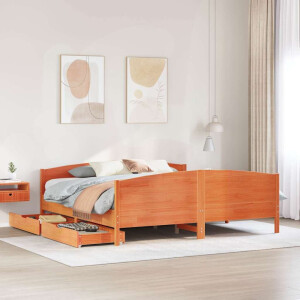 vidaXL Bedframe zonder matras massief grenenhout wasbruin 200x200 cm