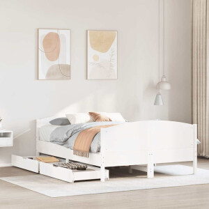 vidaXL Bedframe zonder matras massief grenenhout wit 140x200 cm