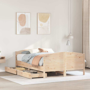 vidaXL Bedframe zonder matras massief grenenhout 135x190 cm