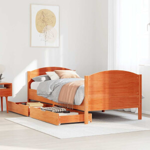 vidaXL Bedframe zonder matras massief grenenhout wasbruin 100x200 cm