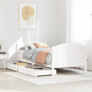 vidaXL Bedframe zonder matras massief grenenhout wit 90x190 cm