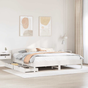 vidaXL Bedframe zonder matras massief grenenhout wit 200x200 cm