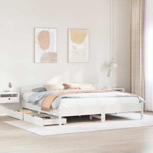 vidaXL Bedframe zonder matras massief grenenhout wit 180x200 cm