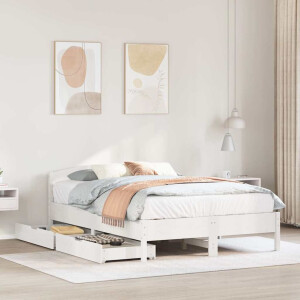 vidaXL Bedframe zonder matras massief grenenhout wit 160x200 cm