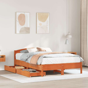 vidaXL Bedframe zonder matras massief grenenhout wasbruin 150x200 cm