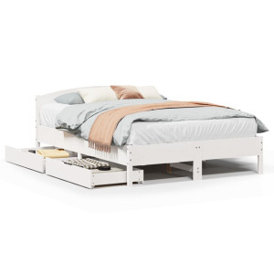 vidaXL Bedframe zonder matras massief grenenhout wit 140x200 cm