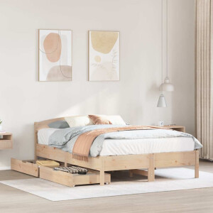 vidaXL Bedframe zonder matras massief grenenhout 135x190 cm