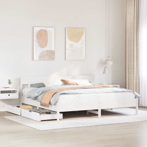 vidaXL Bedframe zonder matras massief grenenhout wit 200x200 cm
