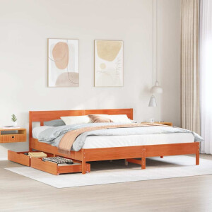 vidaXL Bedframe zonder matras massief grenenhout wasbruin 200x200 cm