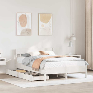 vidaXL Bedframe zonder matras massief grenenhout wit 160x200 cm
