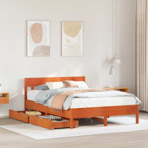 vidaXL Bedframe zonder matras massief grenenhout wasbruin 150x200 cm