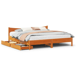 vidaXL Bedframe met lades massief grenenhout wasbruin 200x200 cm