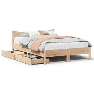 vidaXL Bedframe met lades massief grenenhout 160x200 cm