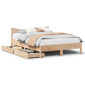 vidaXL Bedframe met lades massief grenenhout 120x200 cm