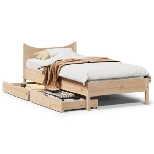 vidaXL Bedframe met lades massief grenenhout 90x200 cm