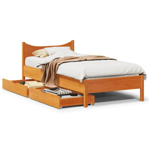 vidaXL Bedframe met lades massief grenenhout wasbruin 90x200 cm
