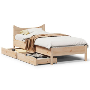 vidaXL Bedframe met lades massief grenenhout 75x190 cm