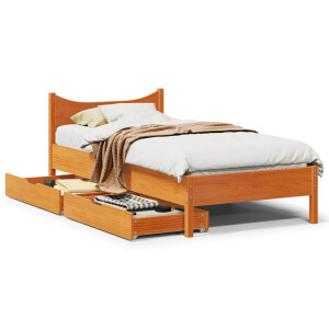 vidaXL Bedframe met lades massief grenenhout wasbruin 75x190 cm