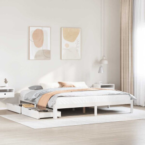 vidaXL Bedframe met lades massief grenenhout wit 180x200 cm