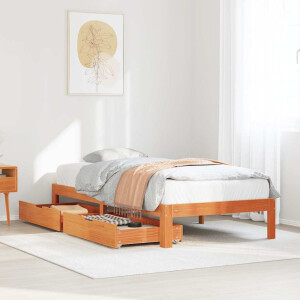 vidaXL Bedframe met lades massief grenenhout wasbruin 75x190 cm