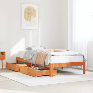 vidaXL Bedframe met lades massief grenenhout wasbruin 90x200 cm