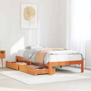 vidaXL Bedframe met lades massief grenenhout wasbruin 100x200 cm