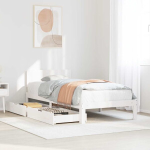 vidaXL Bedframe met lades massief grenenhout wit 75x190 cm