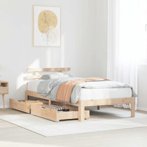 vidaXL Bedframe met lades massief grenenhout 75x190 cm
