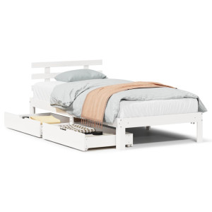 vidaXL Bedframe met lades massief grenenhout wit 100x200 cm