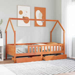 vidaXL Kinderbedframe met lades 90x190 cm massief grenenhout