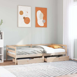 vidaXL Slaapbank met lades 80x200 cm massief grenenhout