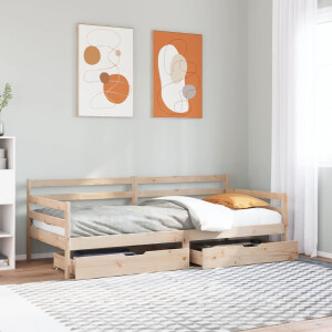 vidaXL Slaapbank met lades 80x200 cm massief grenenhout wit