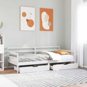 vidaXL Slaapbank met lades 90x200 cm massief grenenhout