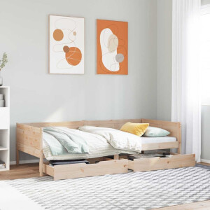 vidaXL Slaapbank met lades 80x200 cm massief grenenhout