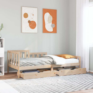 vidaXL Slaapbank met lades 80x200 cm massief grenenhout