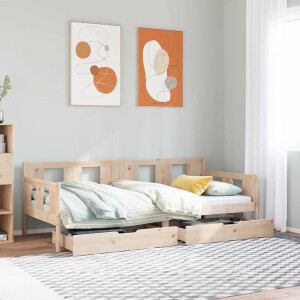 vidaXL Slaapbank met lades 80x200 cm massief grenenhout