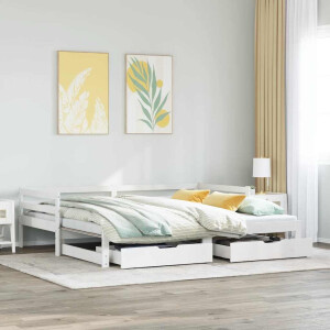 vidaXL Slaapbank met lades 90x200 cm massief grenenhout wit