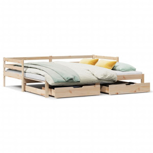 vidaXL Slaapbank met onderschuifbed en lades zonder matras 90x190 cm