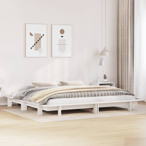 vidaXL Bedframe zonder matras massief grenenhout wit 200x200 cm