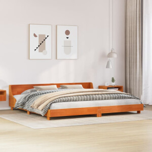 vidaXL Bedframe zonder matras massief grenenhout wasbruin 200x200 cm