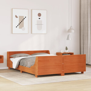 vidaXL Bedframe zonder matras massief grenenhout wasbruin 150x200 cm