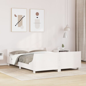 vidaXL Bedframe zonder matras massief grenenhout wit 140x190 cm