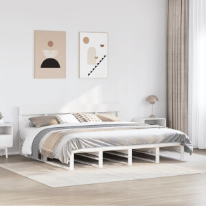 vidaXL Bedframe zonder matras massief grenenhout wit 200x200 cm