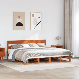 vidaXL Bedframe zonder matras massief grenenhout wasbruin 200x200 cm