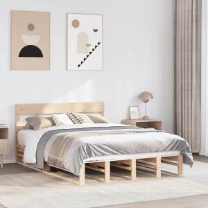 vidaXL Bedframe zonder matras massief grenenhout 140x190 cm