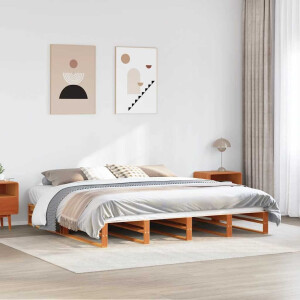 vidaXL Bedframe zonder matras massief grenenhout wasbruin 200x200 cm