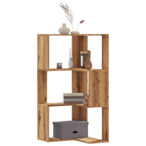 vidaXL Boekenkast 3-laags hoek 50x50x102 cm hout artisanaal eikenkleur